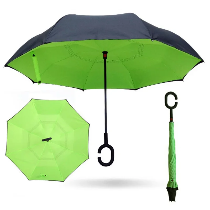 Ветростойкий складной уличный зонтик для дождливой погоды для женщин складной обратный двухслойный зонтик перевернутый ветрозащитный зонтик для автомобиля - Цвет: 15