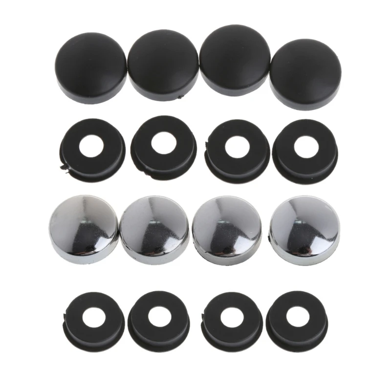 8 Pcs ABS Chrome License Plate Frame Screw Nut Caps+Bolt Cover Set For Car Truckin License