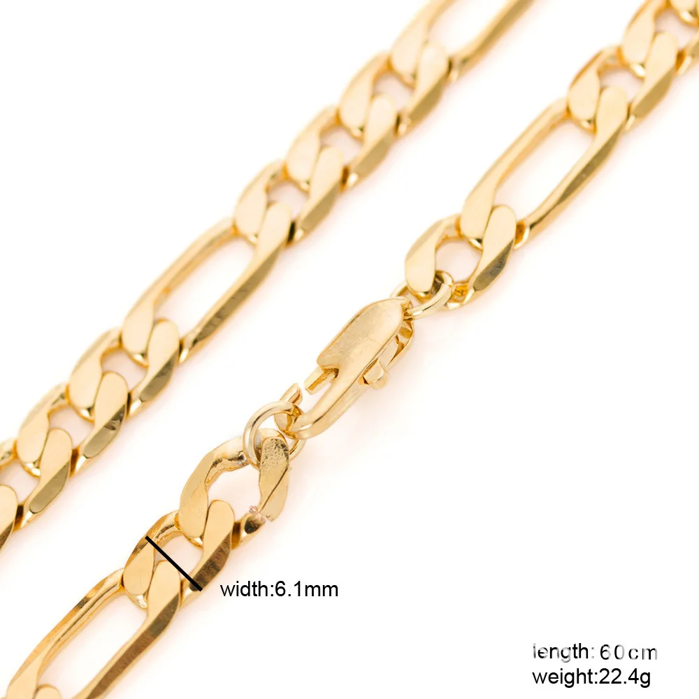 

Handsome Gold Filled "O" Shape Rock Link Figaro Chain Men's Necklace Length 23.6inch