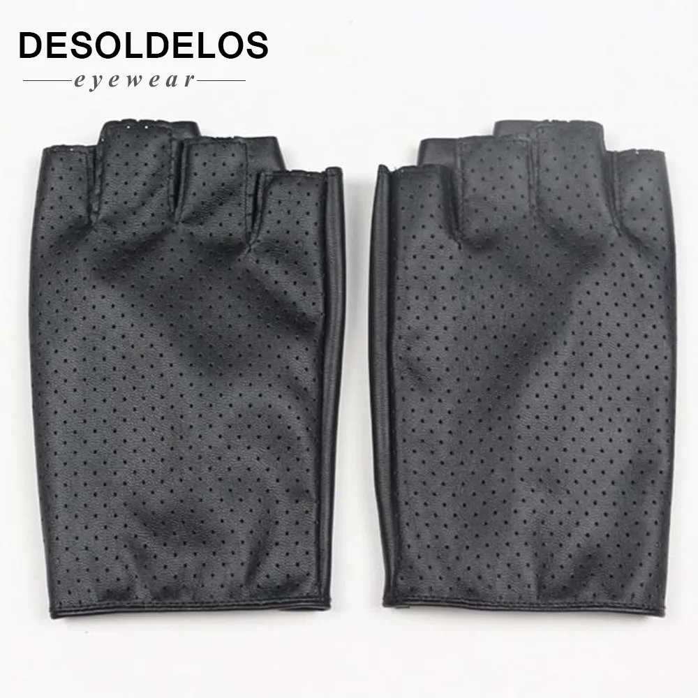 

Fashion Women Fingerless Gloves Breathable Soft Leather Gloves for Dance Party Show Women Black Half Finger Mittens