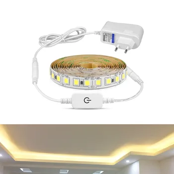 

EU US Plug 110V 220V 5M Under Cabinet Lights Touch Switch Dimmer LED Tape For Cabinet Kitchen Wardrobe Closet Stairs Bed Lamp