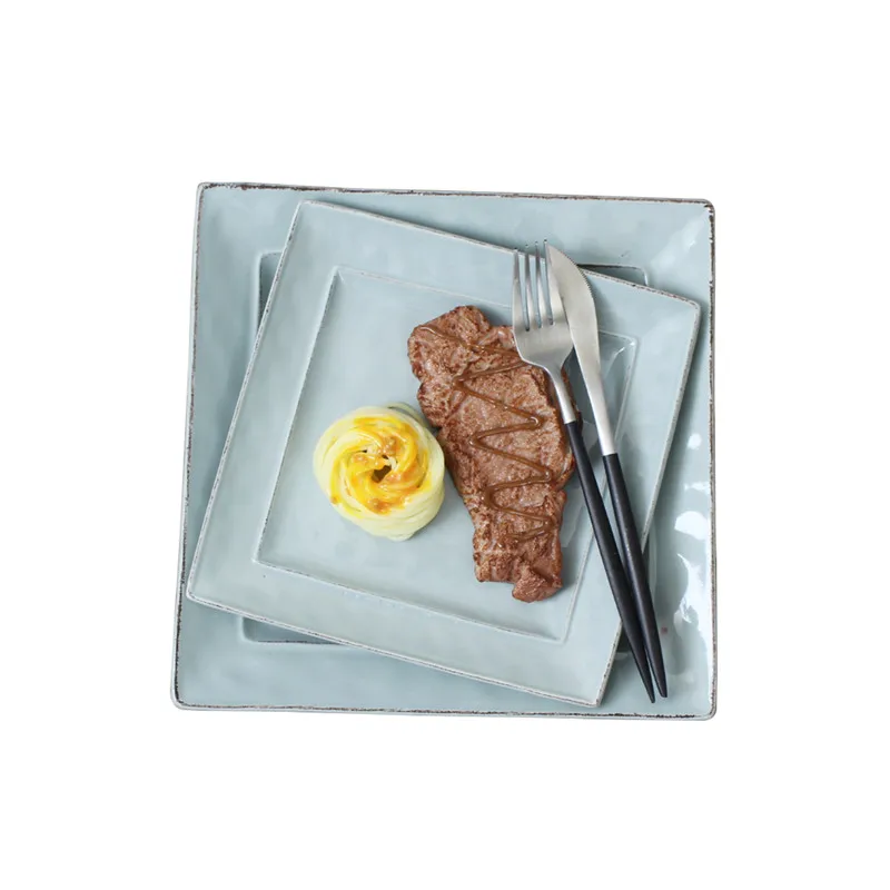 Nordic посуда Творческий тенденция дома квадратное блюдо завтрак Sifang паста западное блюдо кухня керамика