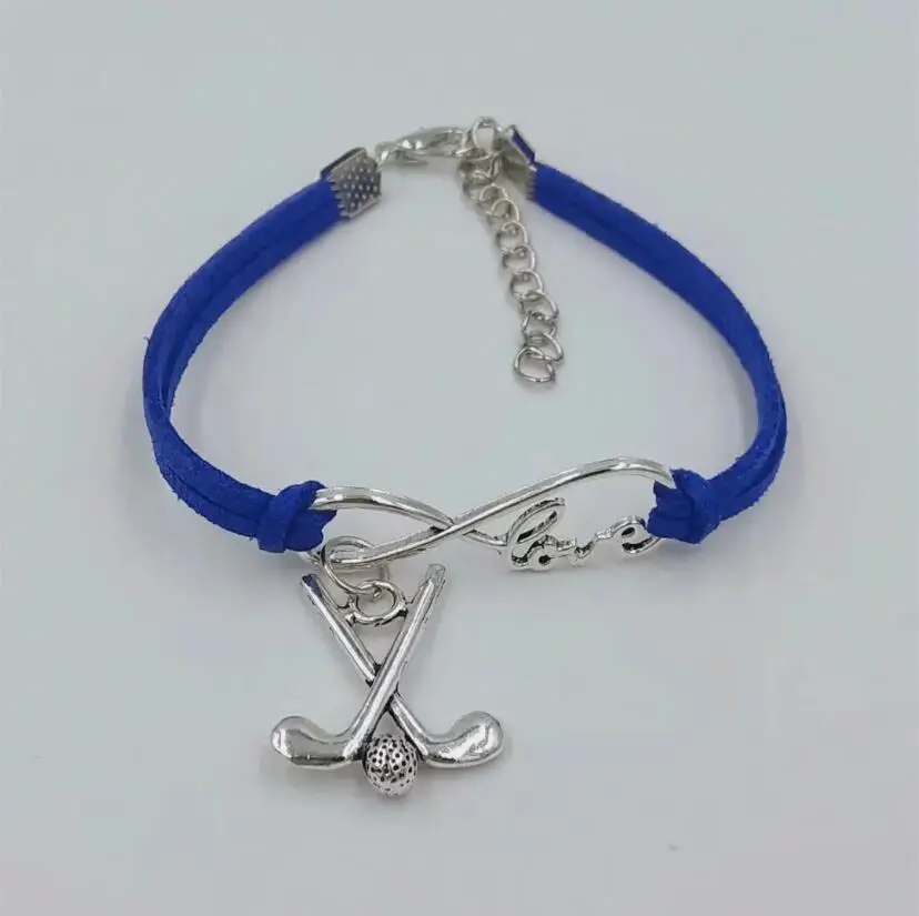 Mixed Velvet Rope Infinity Love 8 ice hockey pendant Bracelet SOFTBALL Charm Simple Bracelet/Bangle Women/Men Jewelry Gif