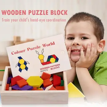 

60pcs Learning Education Wooden Toys Children's Puzzle Cube Children's Educational Toys Montessori Puzzle birthday Gifts