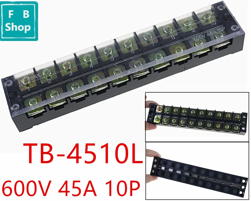 1 шт. TB-4510 4510L 600 В 45A 10-положение двухрядные Крытая Винтовые клеммы Газа