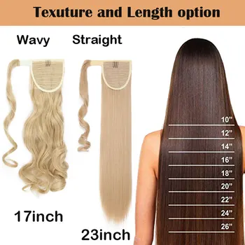 SNOILITE 17''23'' Long wavy Clip In Hair Tail False Hair Ponytail Hairpiece With Hairpins Synthetic Hair PonyTail Hair Extension 4