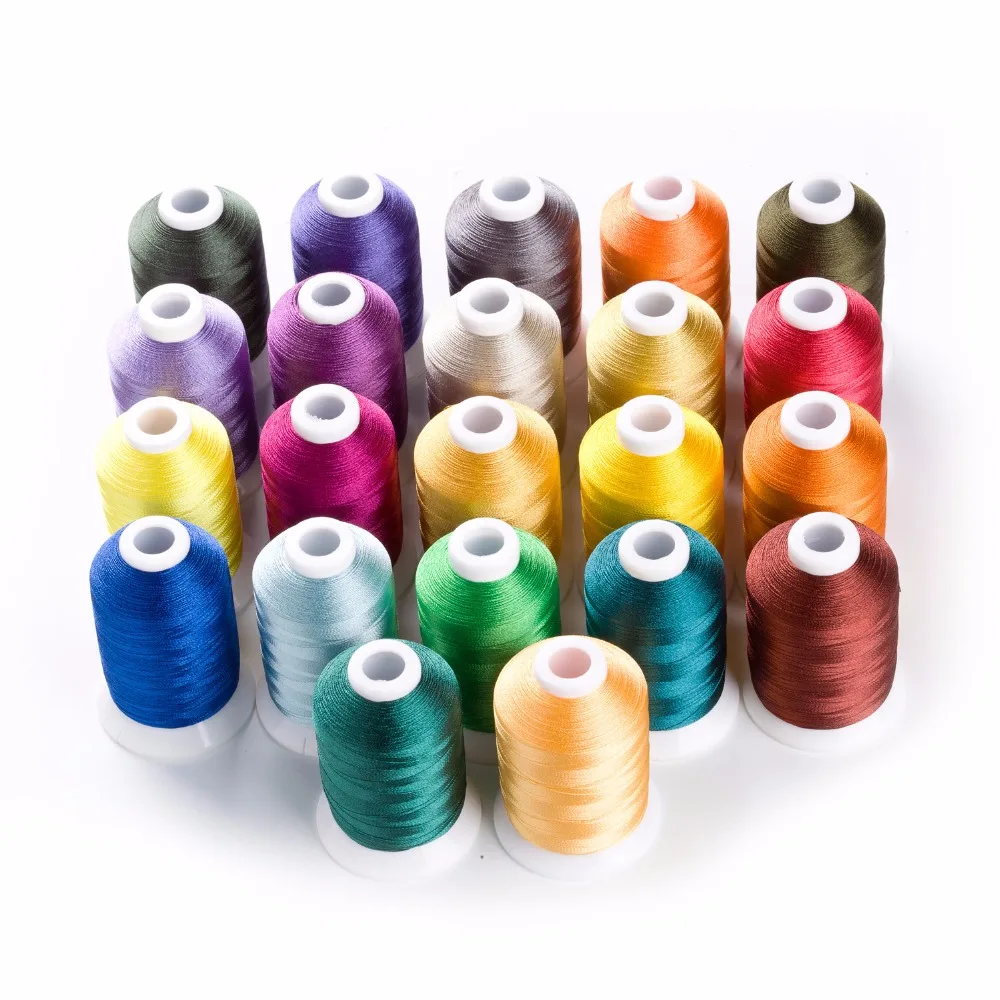 Новейшая Горячая 61 цветов/комплект 1100 ярдов мини конус высокого качества вышивальная нитка из полиэстера+ пластиковая коробка
