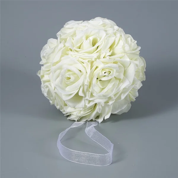 15x21 см искусственная Роза ручной работы Цветы целование подвесной шар DIY букет ДОМА Свадебная вечеринка Декор HG99 - Цвет: Белый