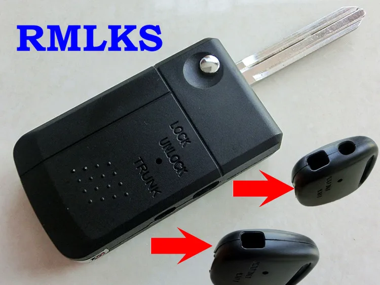 

RMLKS Modified Flip Folding Remote Key Shell Fit Fot Toyota Carina Estima Previa 1 2 Side Button TOY43 Blade
