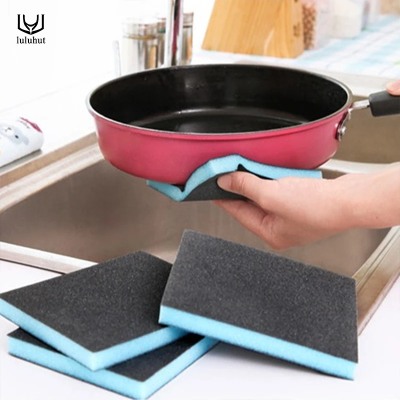

luluhut 4pcs set emery cleaning sponge kitchen pots clean brush rust remove sponge kitchen cleaning tools handle pan sponge