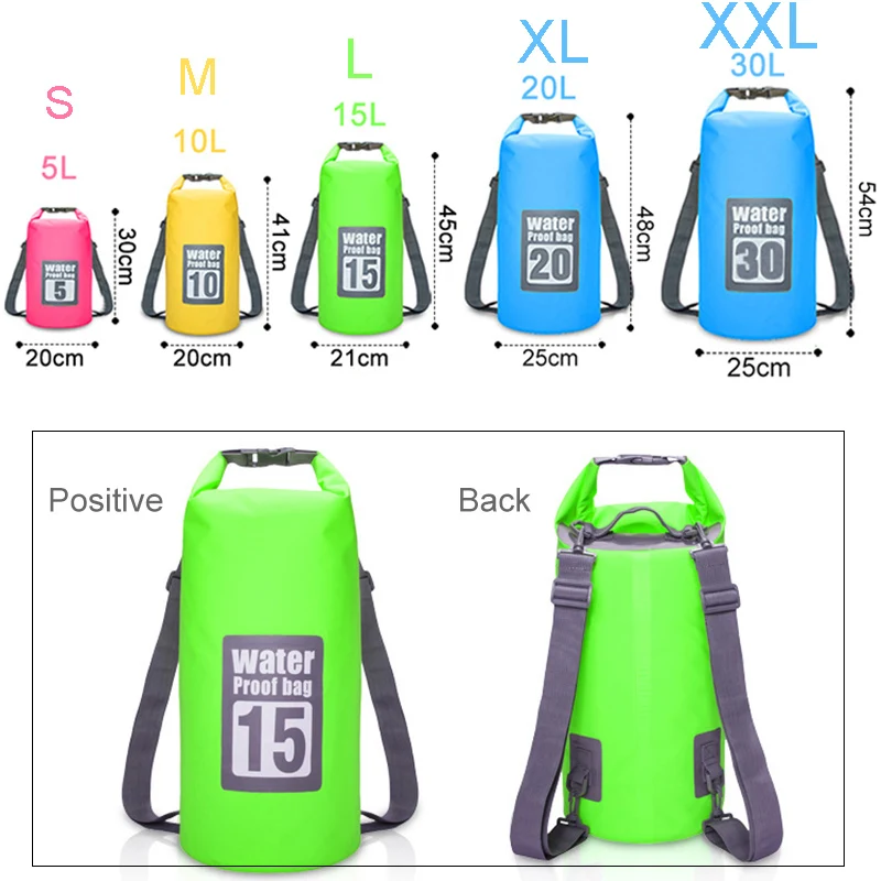 Bolso seco impermeable Paquete de saco de natación Rafting kayak río Trekking flotante vela canoas de navegación agua Trekking XA874WD