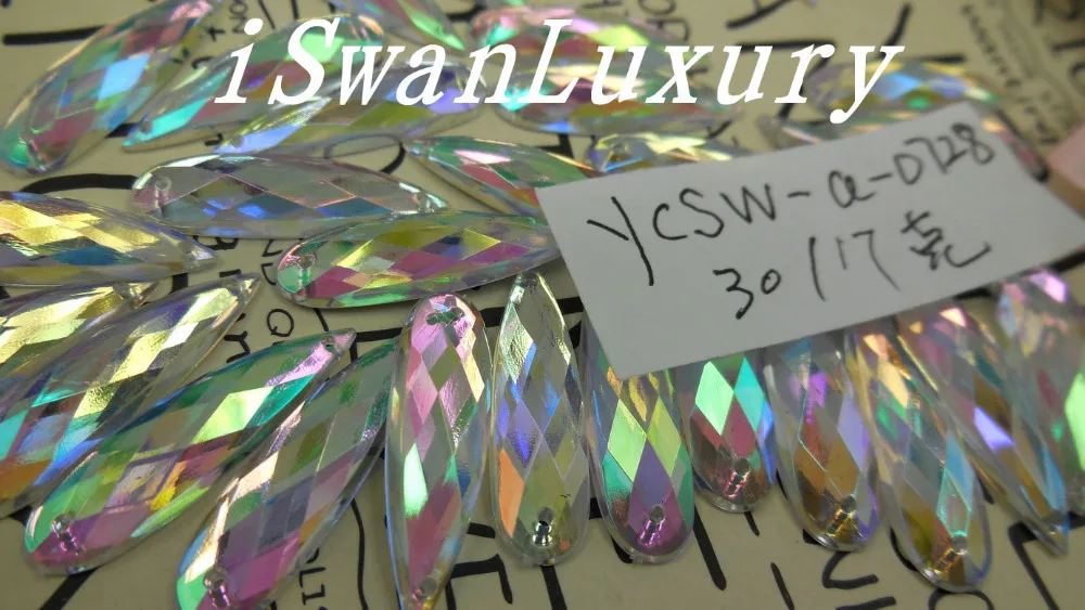 

Acrylic Flat back Sewing Long Clear ab Drop Loose Rhinestones 7x28mm Stones and Crystals Strass Crystal Sew On For Crafts Dress