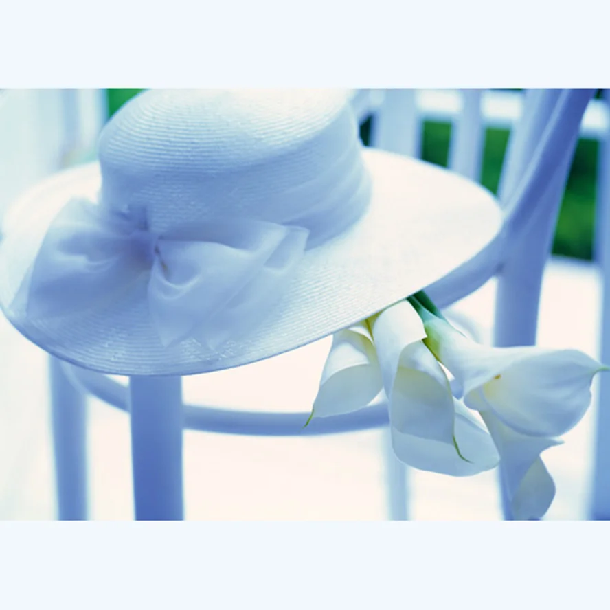 

Diamond Painting Cross Stitch Crystal square 5D Diamond Mosaic Rhinestone Decor Icon Embroidery White hat & calla floral AS736