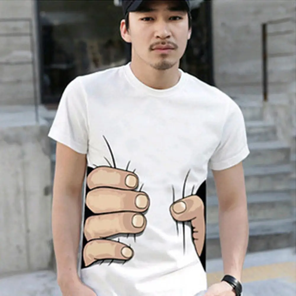 

New Cotton Unisex Mens Womens T-shirt Big Hand Print Tops Blouse