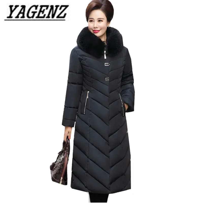 

Middle-aged Women Winter Hooded Jacket Parka Long Outerwear Large size Loose Windproof Down cotton Jacket Warm Thick Coats 5XL