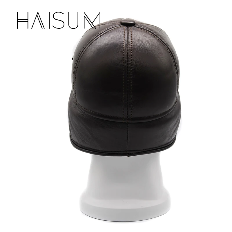 Haisum специальное предложение для взрослых, новинка, модные мужские бейсболки из гладкой натуральной кожи, зимние теплые шапки/3 цвета Cs34