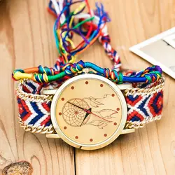 Плетеный браслет Ловец снов ручной работы часы Национальный стильный сплетённый вручную женский веревочный часы мульти-цветной Ремешок
