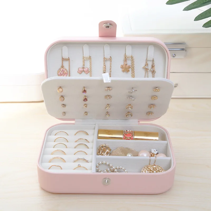 Casegrace Girl PU Leather Jewelry Box and packaging Ring Display Case Portable Jewelry Organizer Travel for Necklaces Earrings