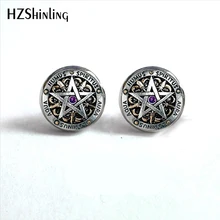 NES-0032 Wiccan Oor Nail Magick Wicca Pentagram Oorstekers Occult Stud Oorbellen Sieraden Glas Cabochon Oorbellen HZ4(China)