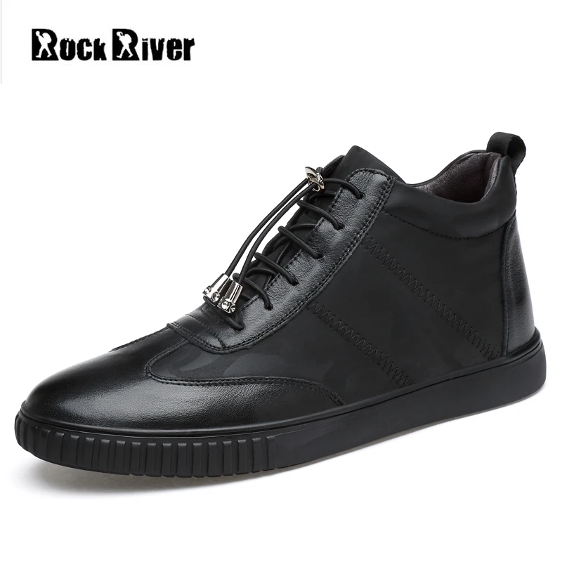 

2018 New Spring Autumn Genuine Leather Shoes Men White Black Mens Shoes Casual Flats High-Top Men Shoes Moccasins Big Size 37-45