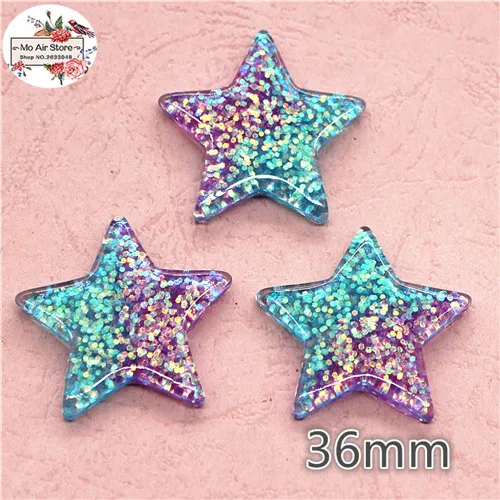 10pcs/20pcs star/unicorn/heart/Crescent Bright powder shiny Resin Flackback Cabochon Art Supply Decoration Charm Craft 