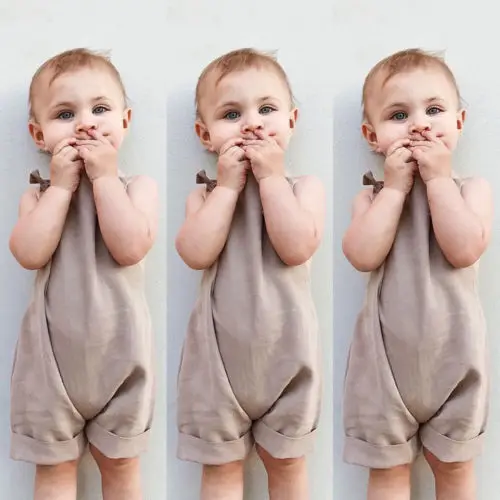 2018 New Toddler Summer Khaki Overalls Children Clothes Kids Boy Girl