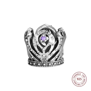 

100% 925 Sterling Silver Anna Crown Purple CZ Beads for Jewelry Making Fit Original Brand Bracelet Berloque