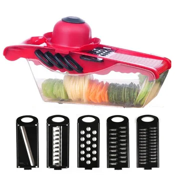 

Delidge 6 in 1 Mulifunction Vegetable Cutting Machine Plastic+Stainless Steel 5 Blades Potato Carrot Onion Grater Slicer