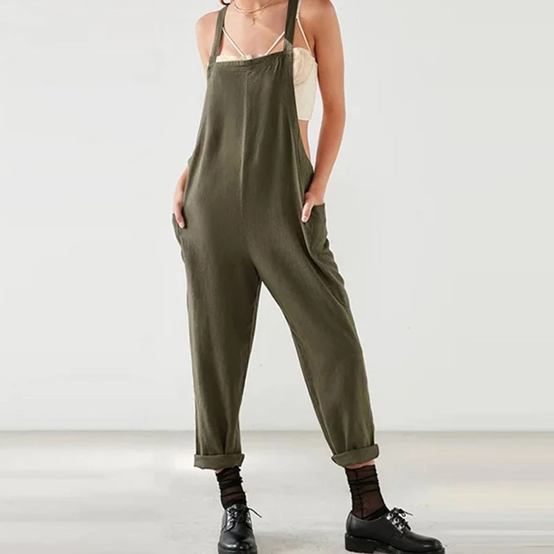 S-5XL Women's Jumpsuits Woman Casual Loose Long Harem Trousers Pants Plus Size Solid Romper Jumpsuit Female Sexy Bib Overalls
