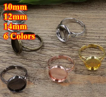 

100pc 10/12/14mm Pad ring blank with Cameo Tray,Antique Bronze/Gold/Silver Ring setting,Handmade DIY Zakka jewelry Finding