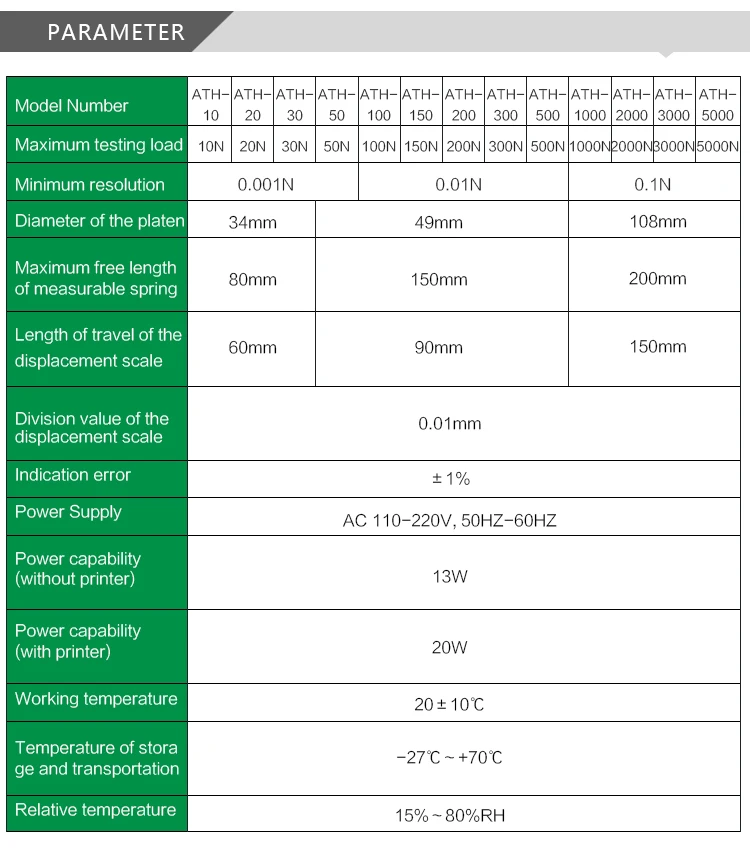 Измерительный прибор для испытания пружин с принтером(ATH-10P) 10N