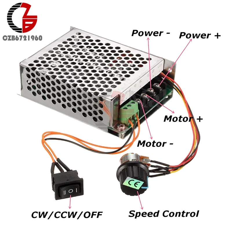 DC PWM Motor Controller Reversible 12V 24V 36V 40A High Power Motor Speed Contro 