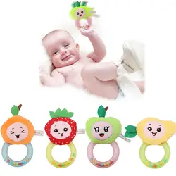 0-3 лет детская погремушка игрушка с колокольчиком 4 стиля яблоко клубника манго фрукты мягкие плюшевые Happy monkey подарок CX992343