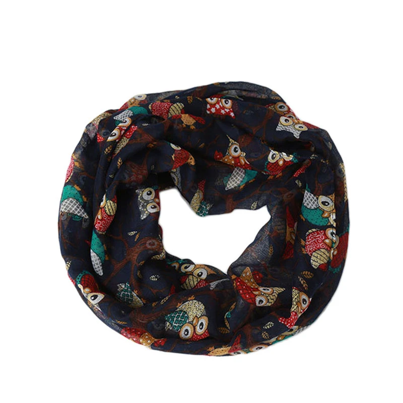 Осенне-зимний женский шарф из вуали с принтом совы, шелковый длинный шейный шарф, шаль, палантин, шарфы из пашмины, мягкий шейный платок на плечо, модная новинка