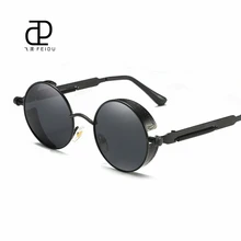 FEIDU стимпанк круглые поляризованные солнцезащитные очки мужские винтажные очки ретро для женщин металлическая позолоченная цепь рамка Gafas Oculos De Sol с коробкой