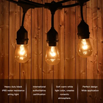 

9PCS Tungsten Filament Lamp 3 Spare Bulbs String Light Kit AC220-250V 99W 36.1Ft E27 Base Socket Holder Birthday Party Wedding