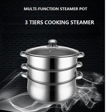 free shipping cooking steamer pot 14L stainless steel 3 layers steaming pot 30cm cookware set capsuled