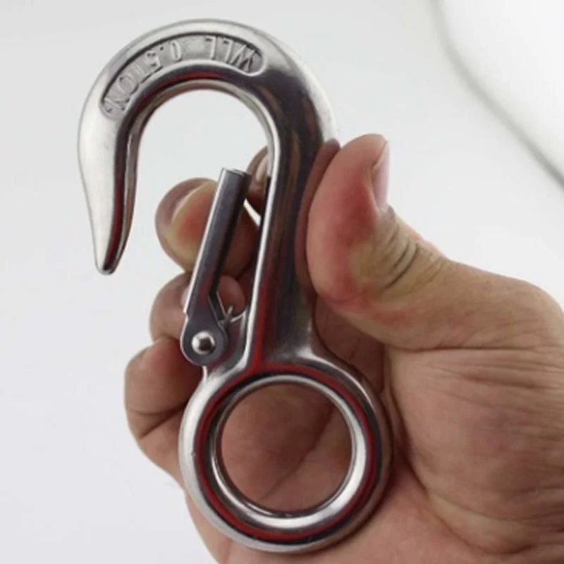 

2 Pieces Stainless Large Eye Lifting Cargo Snap Hooks with Safety Working Load Limit of 200Kgs 300Kgs 500Kgs Crane Snap Hook