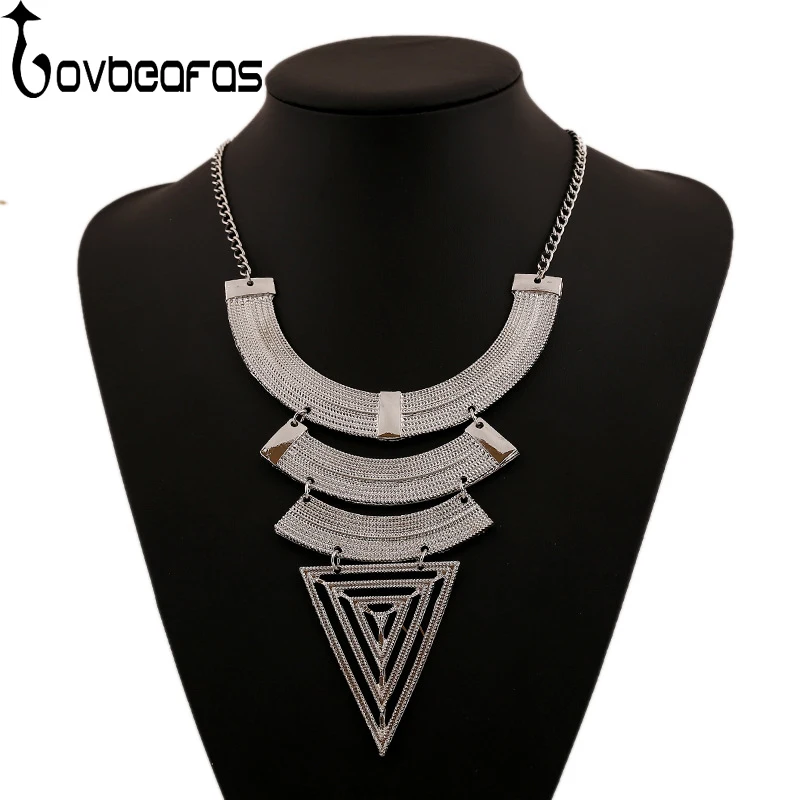 

LOVBEAFAS Fashion Choker Maxi Statement Necklace Gypsy Ethnic Metal Triangle Multi Layer Vintage Necklace Collares