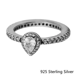 925 стерлингового серебра Radiant Teardrop кольцо, ясно CZ для Для женщин обручальное кольцо Рождество