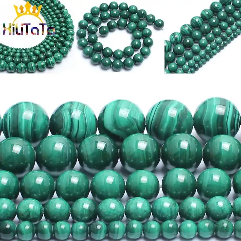 

Natural Genuine Malachite Stone Beads Green Round Loose Spacer Beads For DIY Jewelry Making Bracelet Necklace 15'' 4/6/8/10/12mm