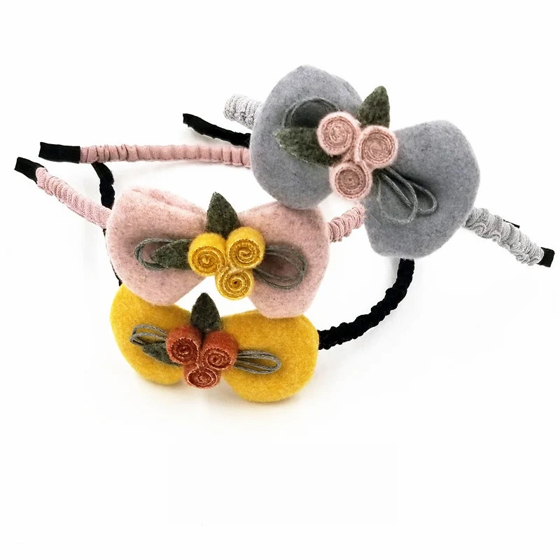 

Korean children's handmade cloth headband woolen flowers bow rabbit cartoon animal hair hoop child accessories girl hair clip
