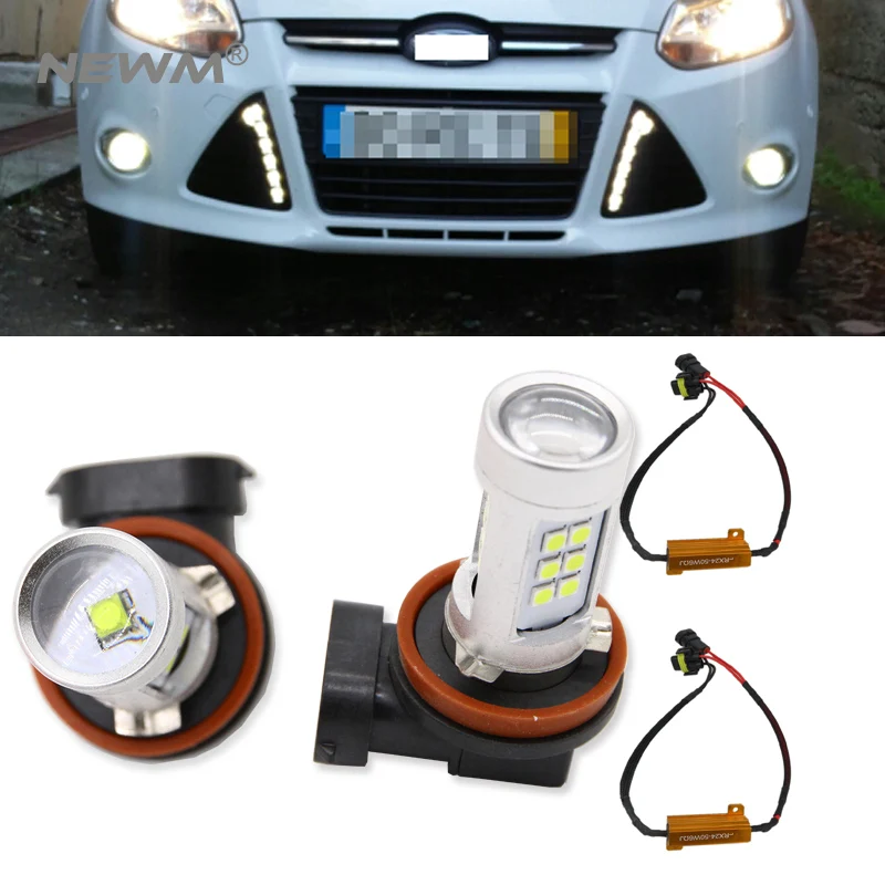 2x H11 LED canbus 3030 Bulbs with load resistor For Fog Lights For FORD