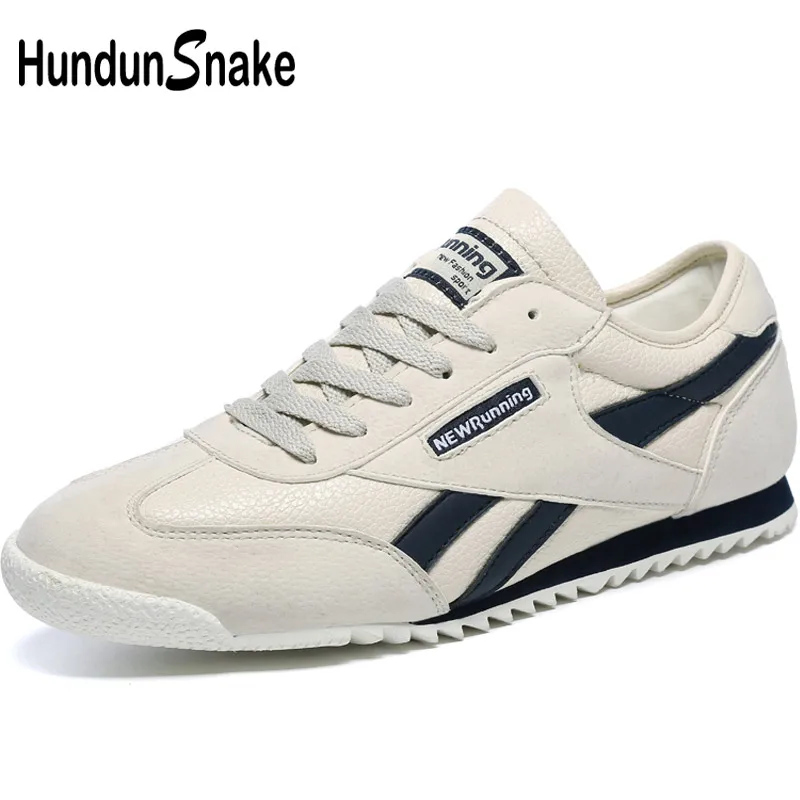 Hundunsnake Grey Leather Women's Running Shoes For Women Sneakers Woman