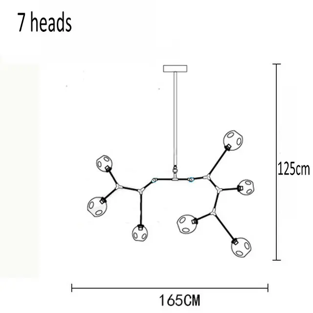 Черный золотой скандинавский креативный пузырьковый шар подвесной светильник Янтарный дымчатый серый стеклянный бра DIY Регулируемый подвесной светильник светодиодный для гостиной - Цвет корпуса: 7 Heads