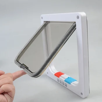 

Newly 4 Way Pet Cat Puppy Dog Lockable Safe Flap Door Cat Gates Pet Supplies