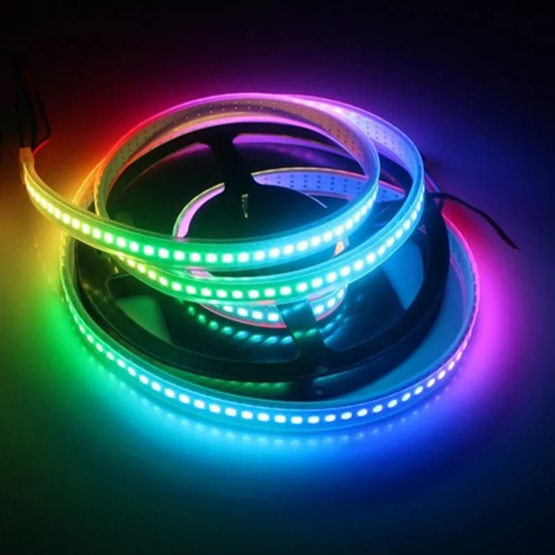 Умная RGB Светодиодная лента WS2812B 1 м/4 м/5 м черно белая печатная плата 30/60/144