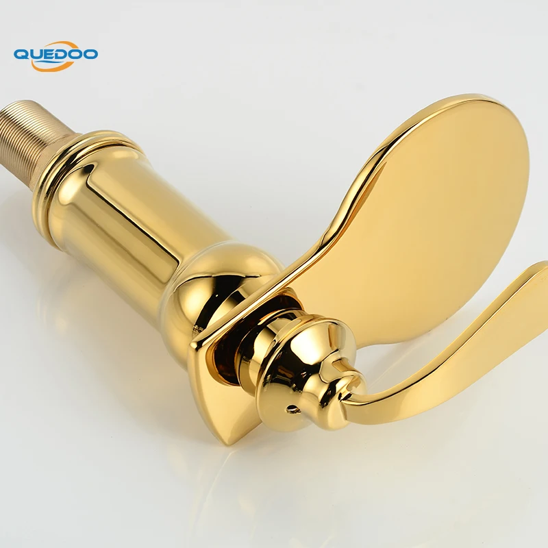 Bath Basin Faucet Brass Gold Finished Faucet Sink Mixer Tap Vanity Hot Cold Water Bathroom Faucets