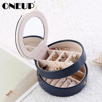 

ONEUP Creative PU Leather Jewelry Box Multi-storey Portable Travel Jewelry Box Leather Earrings Earrings Storage Organizer Gift