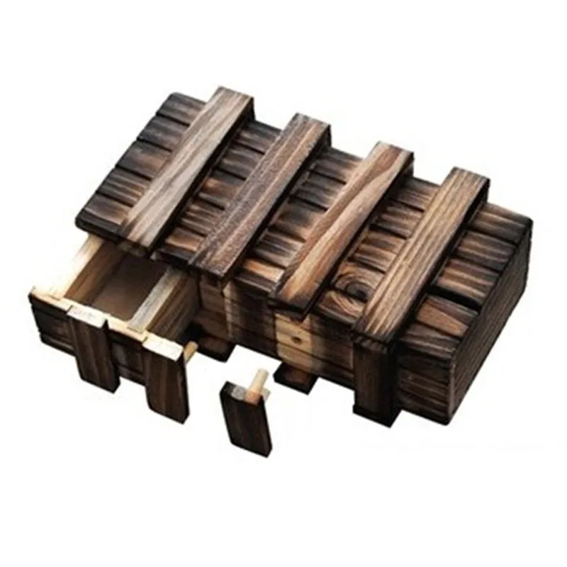 

Vintage Wooden Puzzle Box with Secret Drawer Magic Compartment Brain Teaser Wooden Toys Puzzles Boxes Kids Wood Toy Gift
